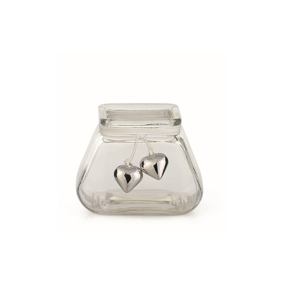 VASO VETRO CON CUORI
